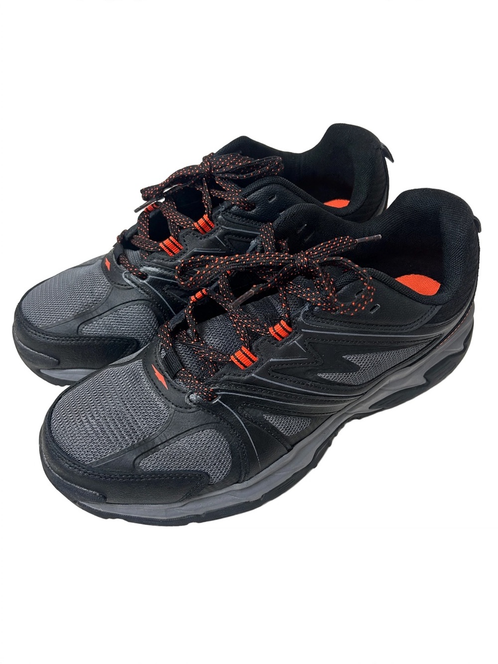 Black and Gray Men's Athletic Sneakers with Orange Accents